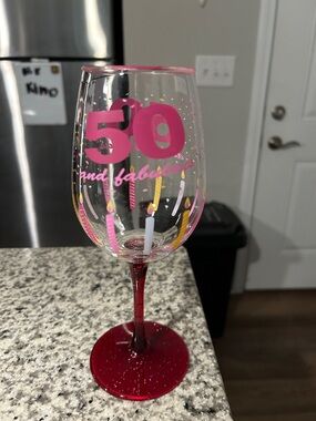 50 and fabulous wine glass by Lolita